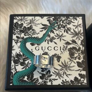Gucci interlocking cutout G Sterling 925 ring NWOT